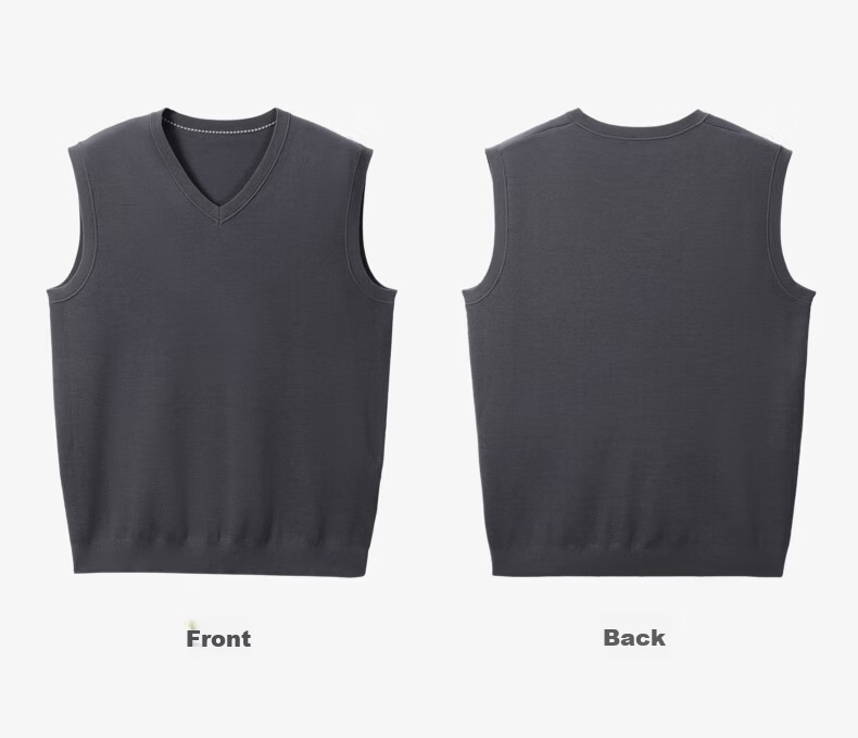 Goldlion Wool Blend 25 Autumn Winter Vest Warm V-Neck Pullover Sweater Men Dark Gray 2XL 15