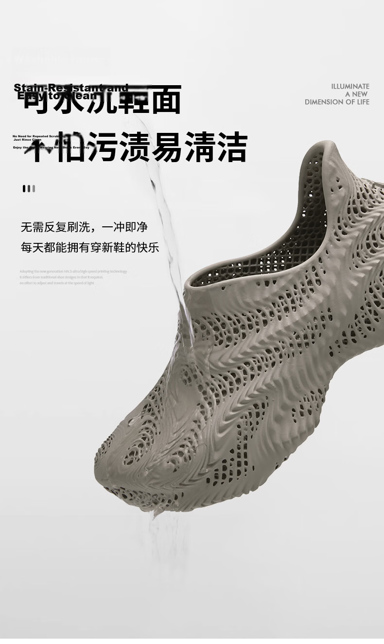 CABBEEN 2026 New Hollow-Out 3D Printed Men's Outdoor Sandals Mid Gray Size 38 15