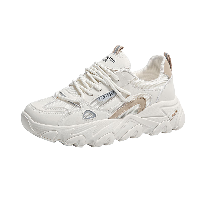 CARTELO Women's Casual Shoes, Summer Breathable Dad Shoes, Women's Sneakers, Casual Running Shoes, Female, 0858 Beige, Size 38