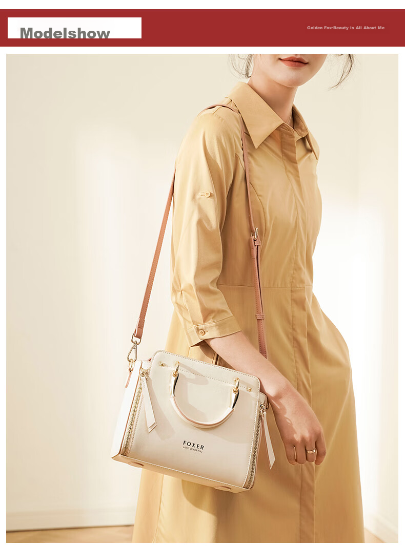 FOXER Leather Women's Handbag, Large Capacity Tote Bag, Shoulder Bag, Crossbody Bag, Light Luxury Valentine's Day Gift 9