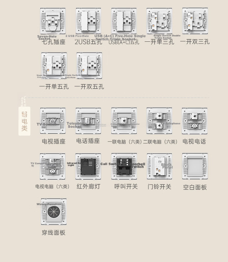 CHNT Switch Socket No-Paint Cream Style Large Panel Concealed Socket X1M Three-Hole 16A Socket Cheese Yellow 37