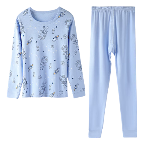 Hodo Children's Thermal Underwear Pure Cotton Girls Comfortable Soft Skin-friendly Antibacterial Mite-proof Long Sleeve Crew Neck Autumn Top and Bottom Set