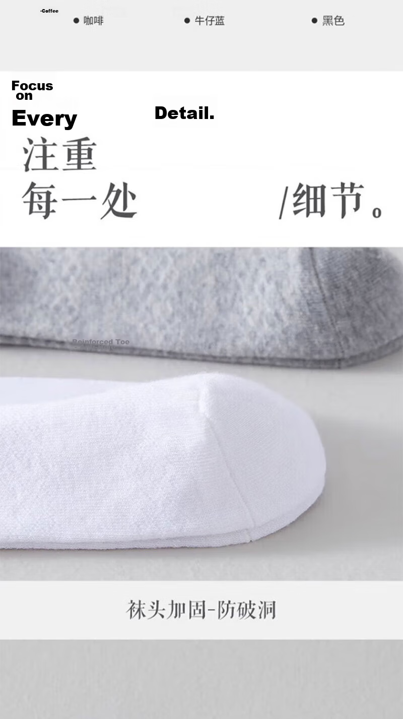 Cotton Full Men's Short Socks 100% Pure Cotton Antibacterial Odor-Resistant Boat Socks Summer Thin Mesh Breathable Solid Color Low Cut 6 Pairs 15
