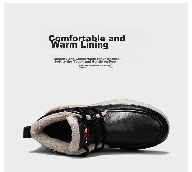 Bull Family Men's Cotton Shoes 2025 Winter New Plush Martin Boots Men's Thick Sole Cold-Resistant Snow Boots Outdoor Warm Shoes for Men 10