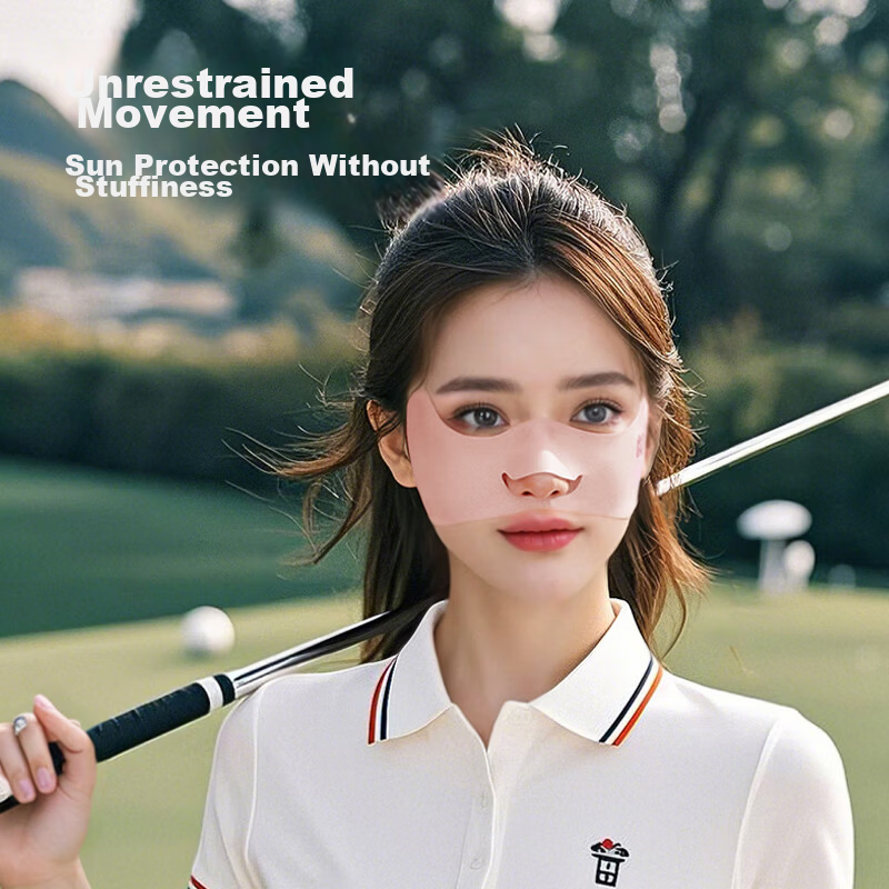 GLO-STORY Ice Silk Sun Protection Mask for Women Outdoor UV Protection Breathable Golf Face Cover Ear-Hook Style