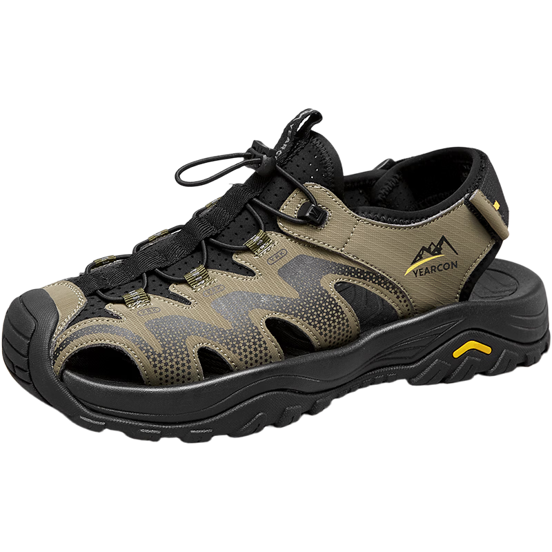 Eierkang Men's Outdoor Casual Breathable Hiking Water Shoes Closed-Toe Sandals 61866W Green/Black Size 38