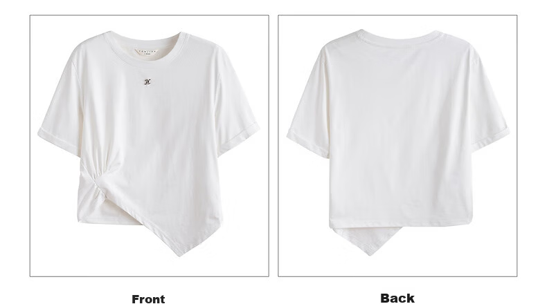 TonLion Lyocell Fiber 2026 Summer Women's Waist-Cinching Short Sleeve Solid Color Versatile Fashion T-Shirt 17