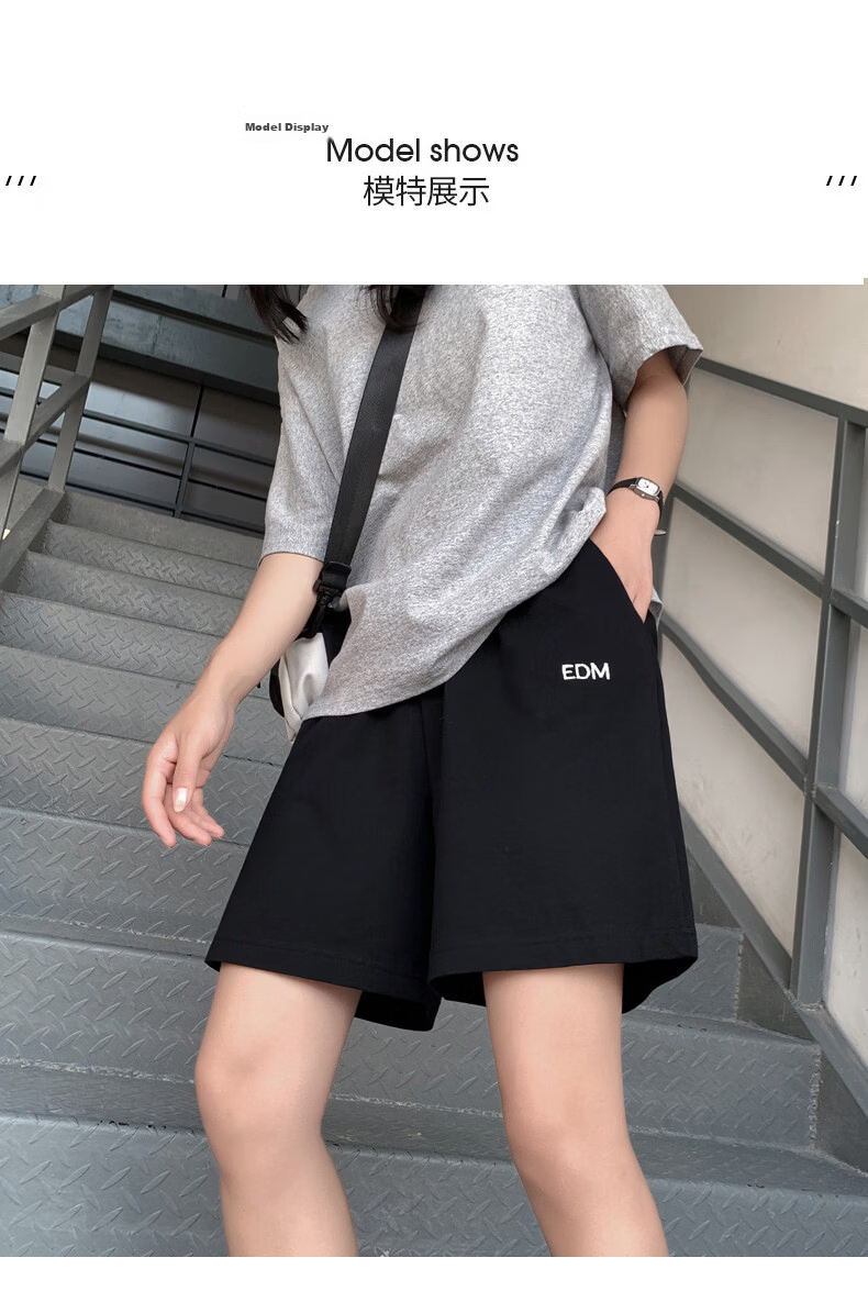 Langsha Women's Sports Shorts Pure Cotton Summer Thin Loose 2026 New Casual Five-Point Pants Trendy Ins Hong Kong Style Retro Mid-Length Shorts 11