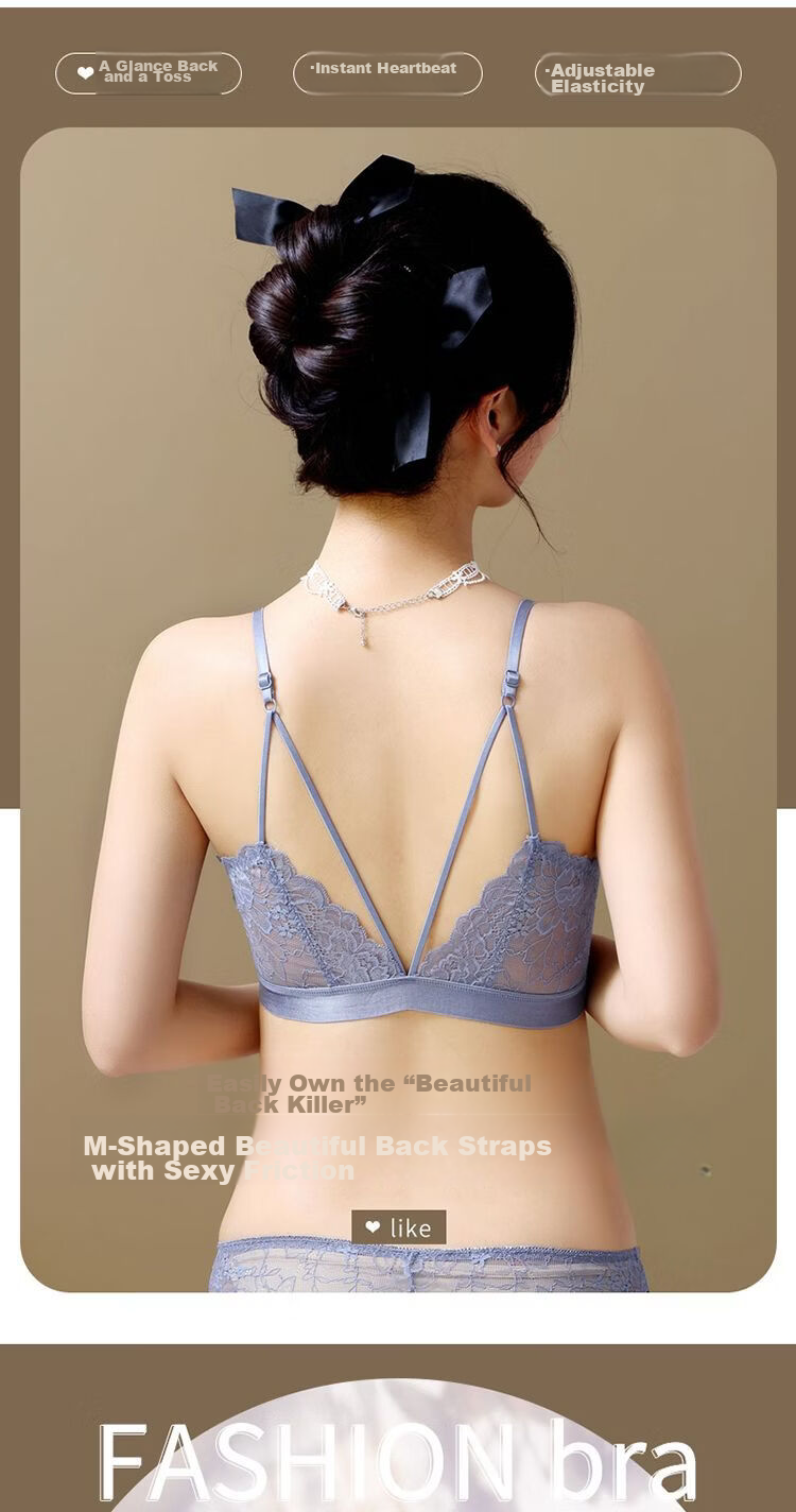 BONAS Sexy Front Closure Backless Bra Set for Women Wireless Push-Up Large Size Pure Desire Style Premium Gift 8