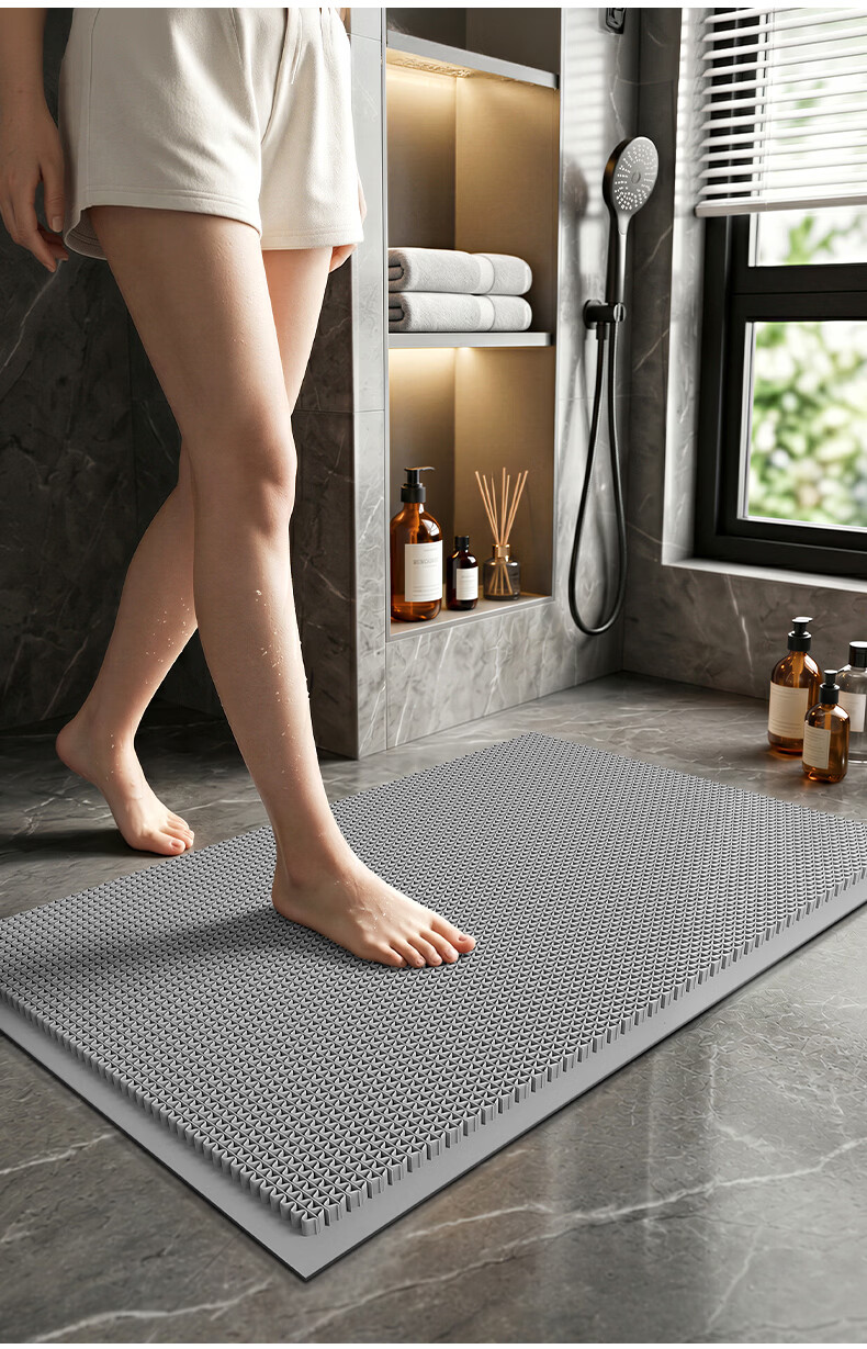 DeXi Bathroom Non-Slip Mat Home Toilet Floor Mat Anti-Slip Water Isolation Shower Mat PVC Bath Mat 80x120cm 14
