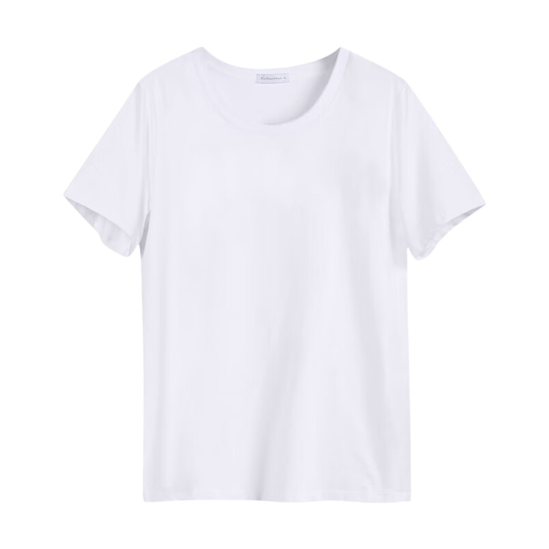 Woodpecker Pure Cotton Short Sleeve T-Shirt Women Spring Summer New Straight Shoulder Round Neck Slim Casual Versatile Half Sleeve Top White 4XL