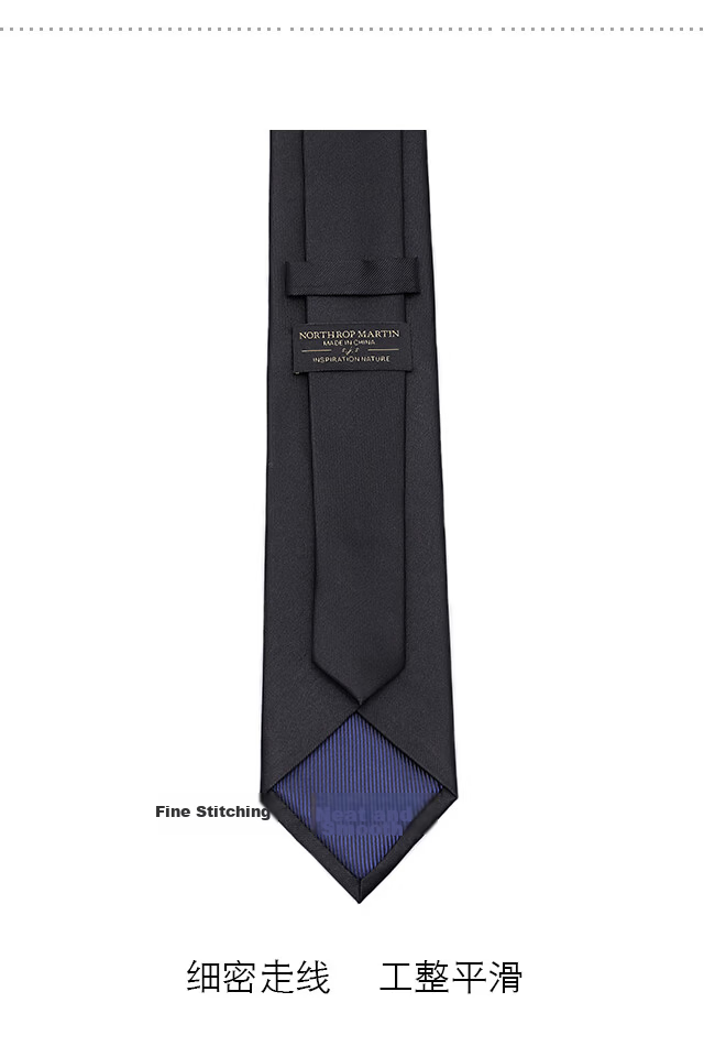 North Martin Premium Silk Tie for Men Formal Business Suit Shirt Hand-Tied Gift Box Luxury Pure Black 7