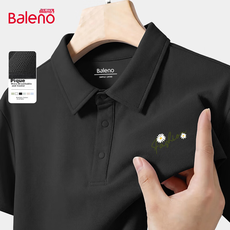 Baleno Men's Cotton Pique Short Sleeve Polo Shirt 2026 Summer New Breathable Cool Casual Outdoor Loose Fit Versatile 11