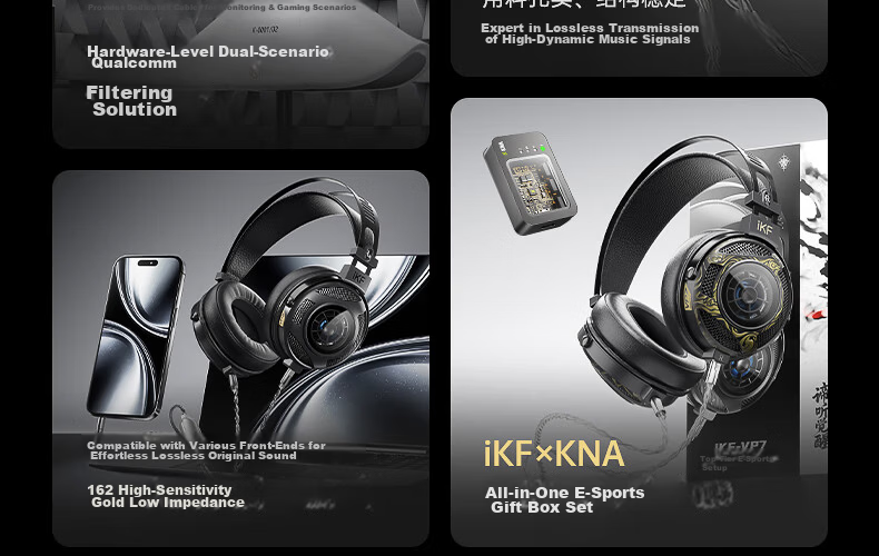 IKF VP7 [KNA Collaboration DiTing Set] Wired HiFi Gaming Headset Over-Ear Esports Headphones Valorant Special Edition Birthday Gift for Boyfriend Carbon Black 10