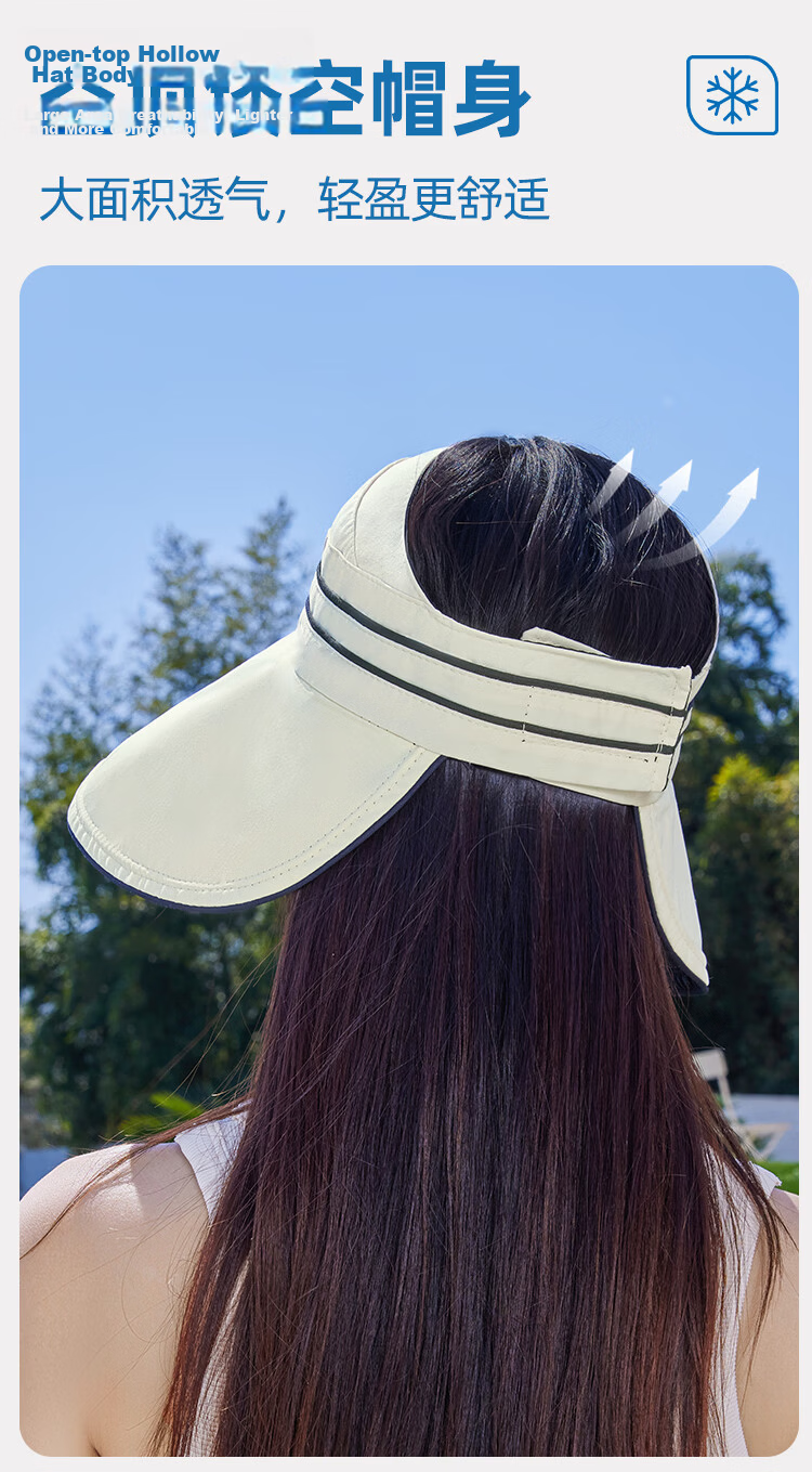 Romon Women's Sun Protection Hat UV Protection Wide Brim Face Covering Sun Hat Open Top Bucket Hat 5