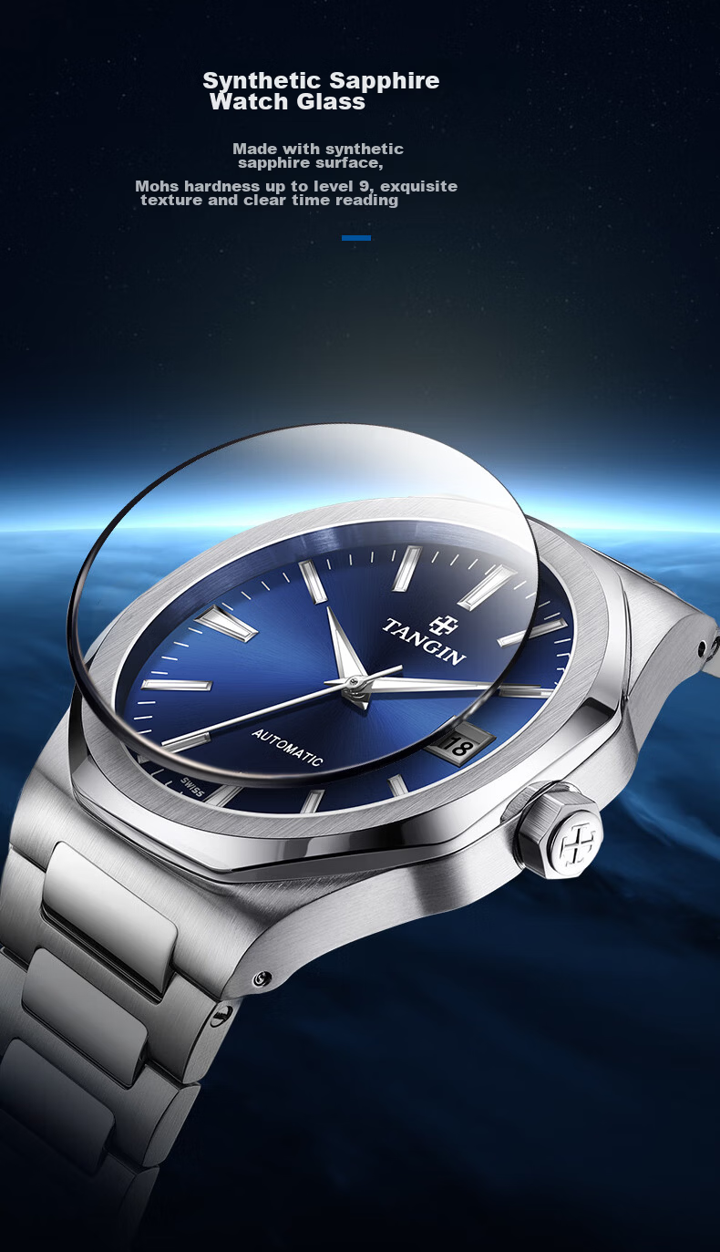 TANGIN Swiss Imported Men's Mechanical Watch Waterproof Luxury Men's Watch Birthday Gift for Men 7