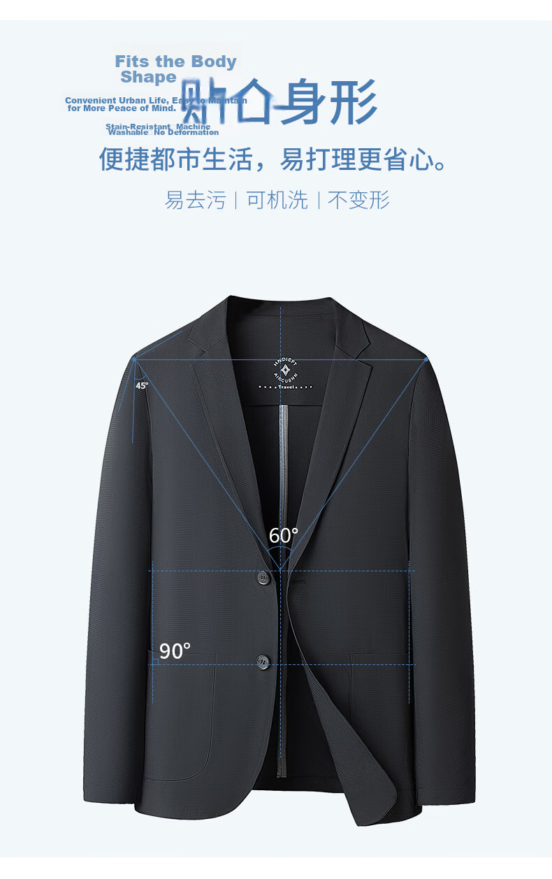 Hodo Men's Sun Protection Jacket Summer Blazer Business Wrinkle-Free Premium Coat Navy XL 5