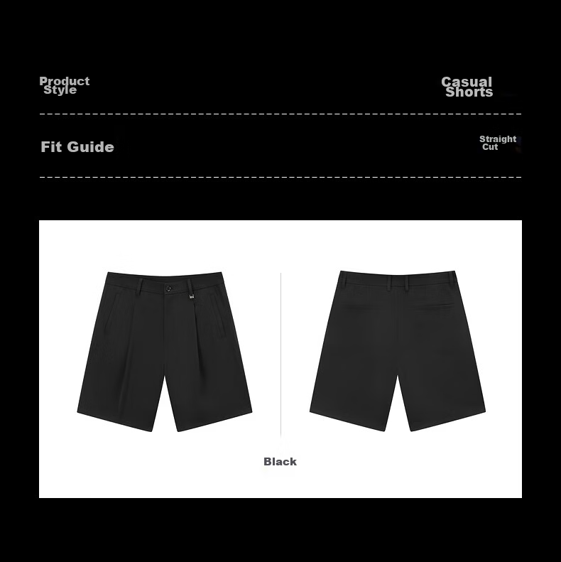 Gxgjeans Men's Metal Belt Loop Simple Commuter Loose Casual Dress Shorts 26 Summer New Black 180/XL 3