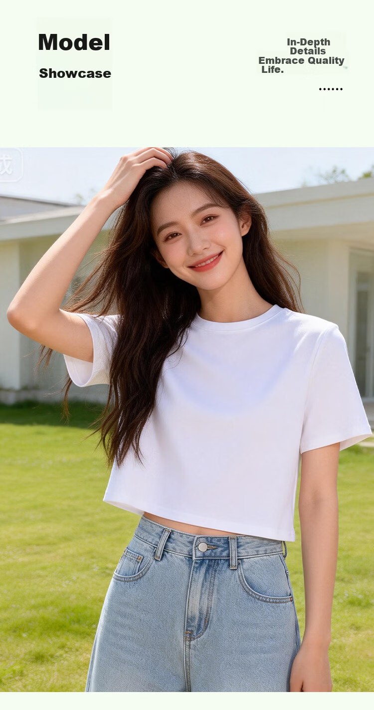 Yiershuang 100% Cotton Short Women's Basic T-Shirt Loose Fit Short Sleeve Top 10