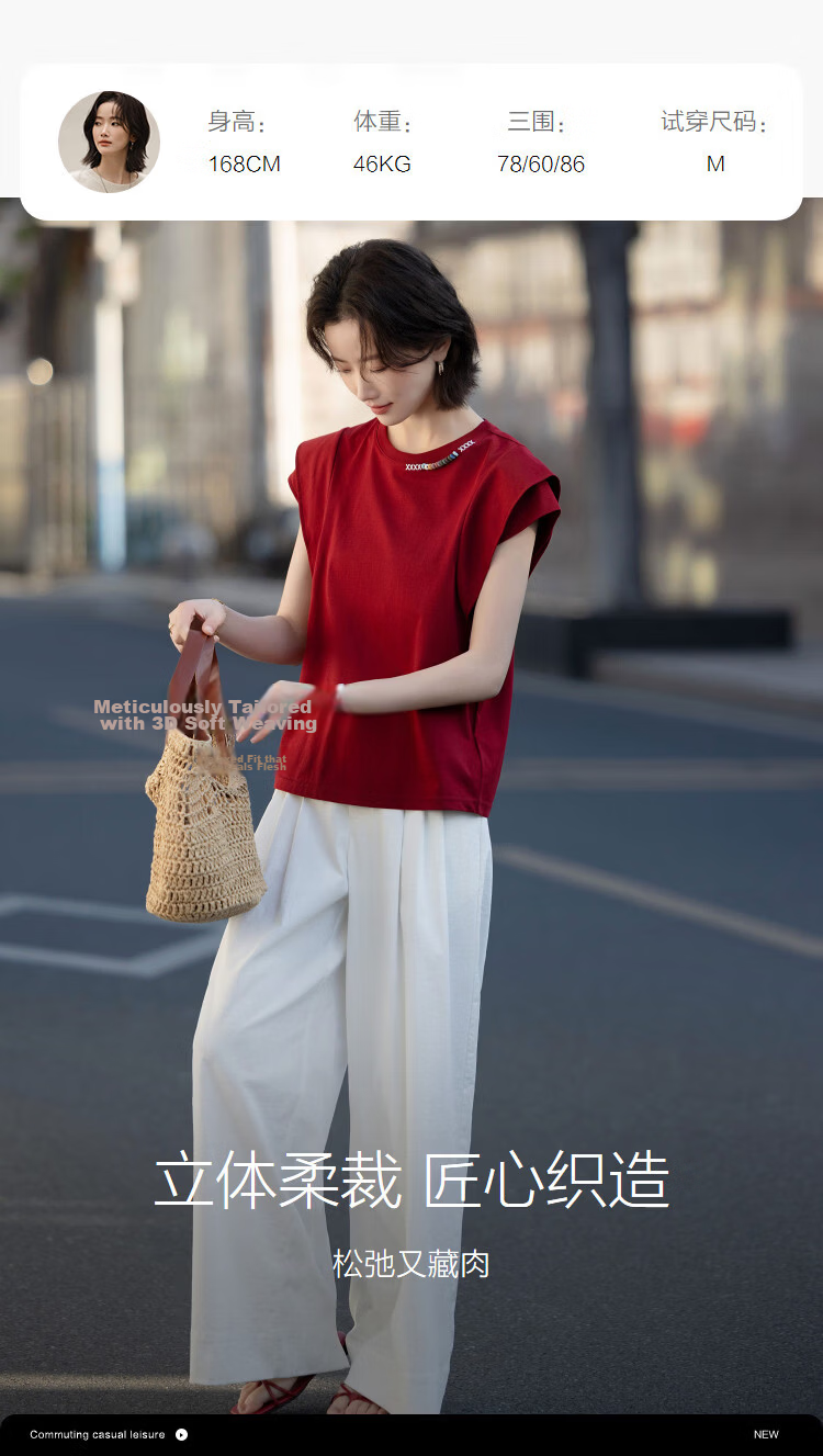 Demana [Cooling Black Technology Sorona] Summer Simple Style Beaded Ruffle Sleeve Slimming Concealing T-Shirt for Women High-End Feel 7