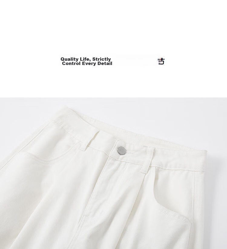 Demana Oxygen Pure Cotton Spring Simple Mid-High Waist Lantern Pants Petite Hip-Covering Spliced Stitching Women's Jeans 11