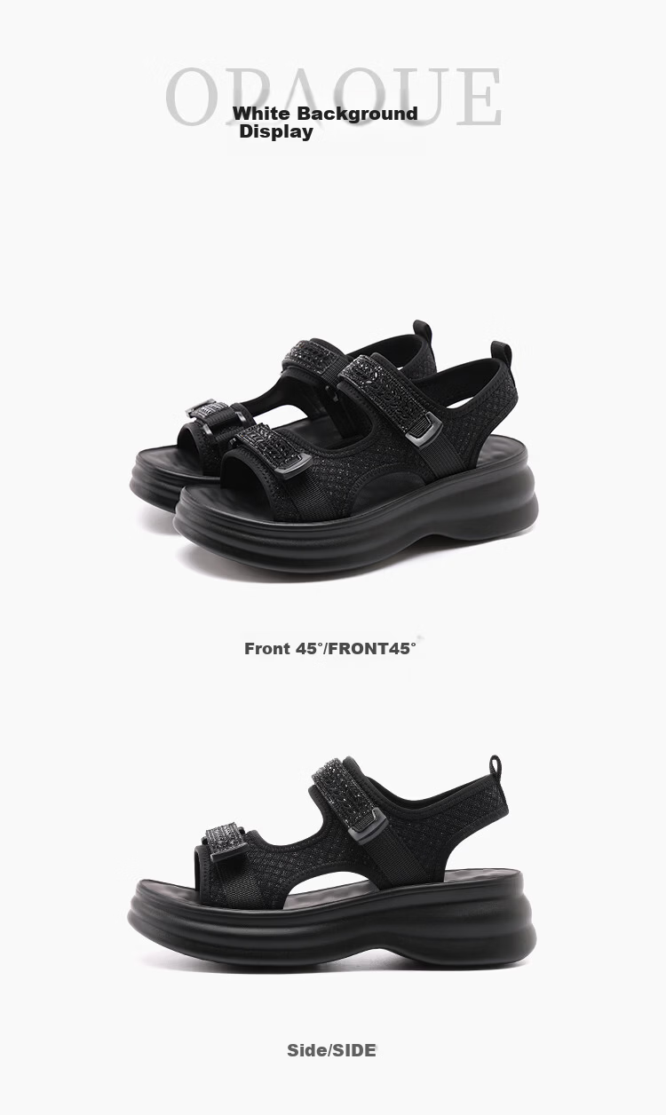 Red Dragonfly Women's Lightweight Height-Increasing Sports Casual Sandals Outdoor Thick Soft Sole Beach Shoes WTK264751 Black Size 38 11