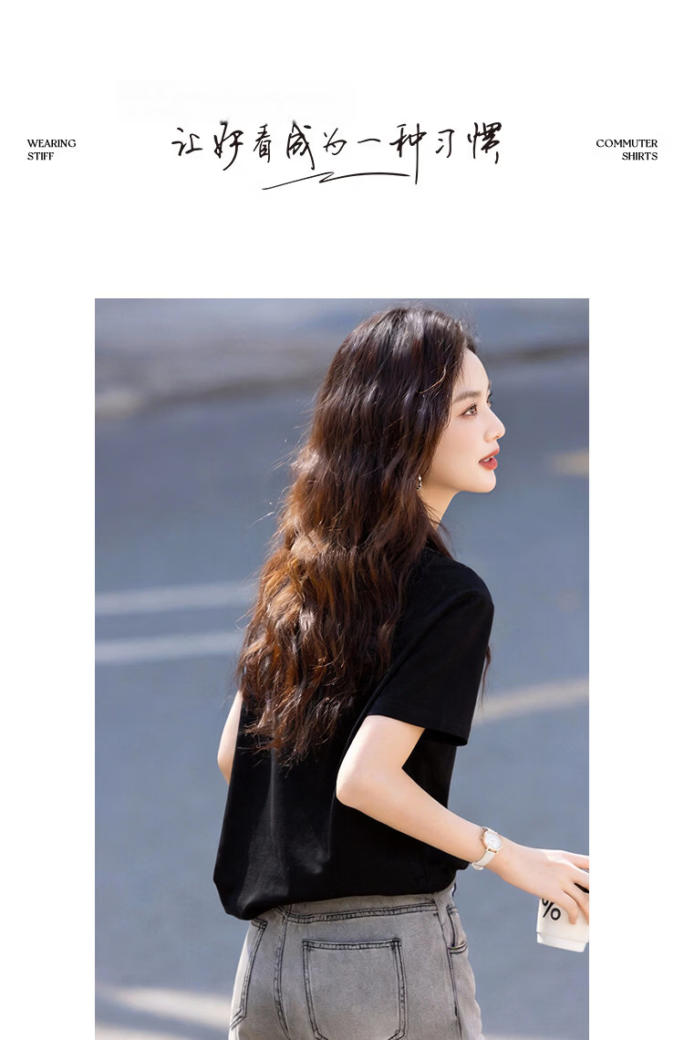 Demana [With Mulberry Silk Cloud Cotton] Summer Simple Style 3D Applique Embroidery Slimming Concealing T-Shirt for Women Premium Feel 10