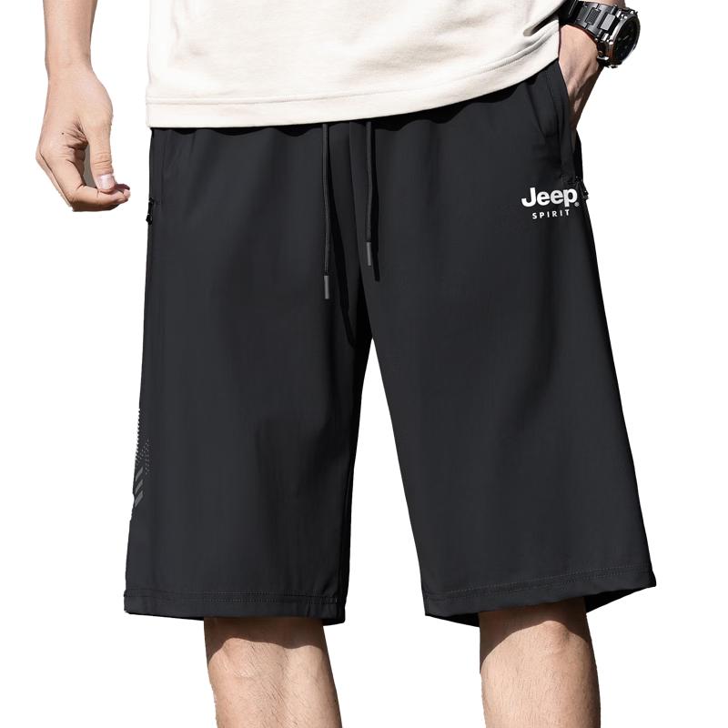 JEEP SPIRIT Men's Casual Summer Quick-Dry Outdoor Workwear Breathable Skin-Friendly Six-Point Shorts