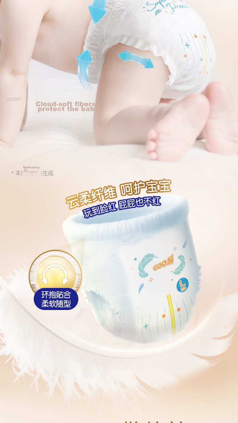 GOO.N Guangzhiyu Series Pull-Up Diapers XXL 26 Pieces (≥15KG), Diapers, Ultra-Thin And Breathable 4