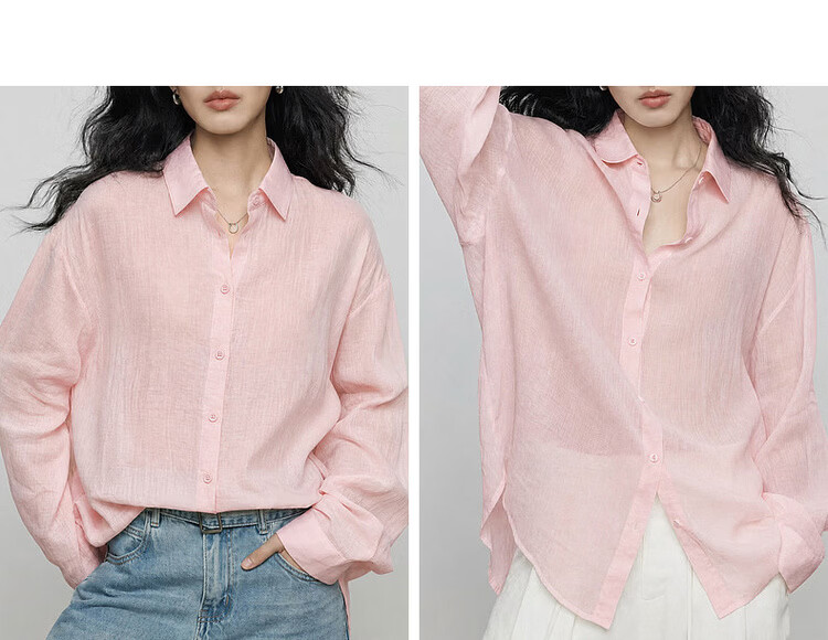 Demana Summer Simple Lightweight Wrinkled Linen Blend Long Sleeve Comfortable Fashionable Casual Women's Shirt with Turn-Down Collar 11