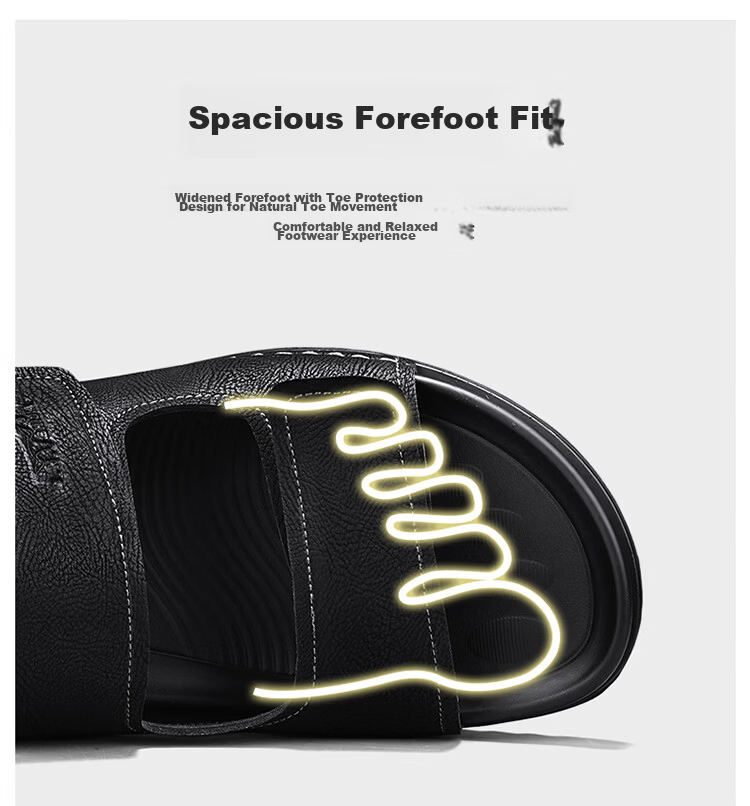 Bull Family Men's Leather Sandals Summer New Breathable Casual Comfortable Durable Beach Shoes Lightweight Versatile Outdoor Shoes for Men 9