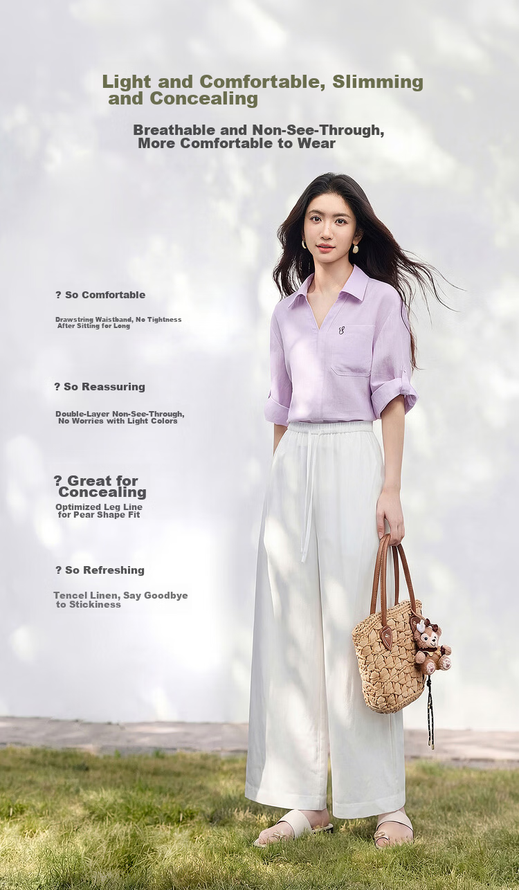 Shangdubila Linen Blend Casual Pants for Women Spring Summer Petite High Waist Elegant Straight Leg Pear Shape Slimming Cropped Pants 5