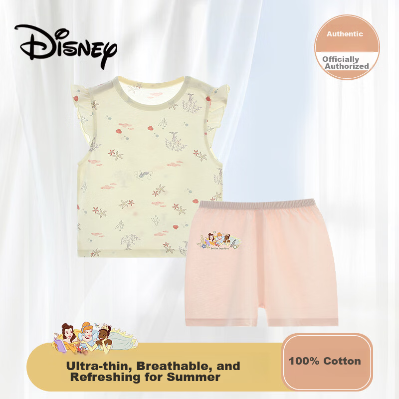 Disney Baby Clothing Set Summer Lightweight Cotton Girls Toddler Outdoor Air Conditioning Suit Shorts Short Sleeve Homewear Pajamas
