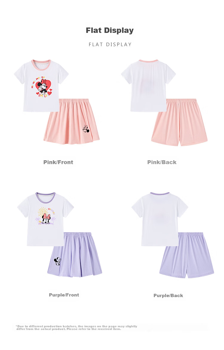 Disney Girls' Sports Set 2026 New Quick-Dry Short Sleeve Top and Shorts Summer Two-Piece Kids' Outfit 10