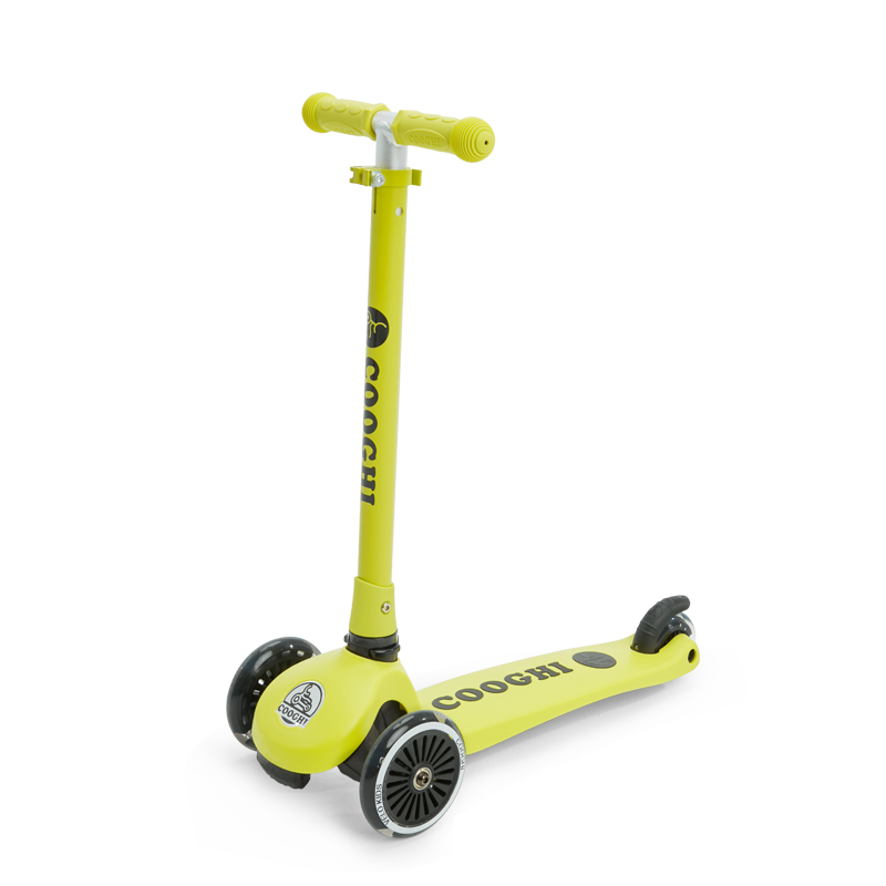 Cool Ride Little Green Kids Scooter Foldable Toddler Scooter for Ages 1-6 with Light-Up Green Wheels