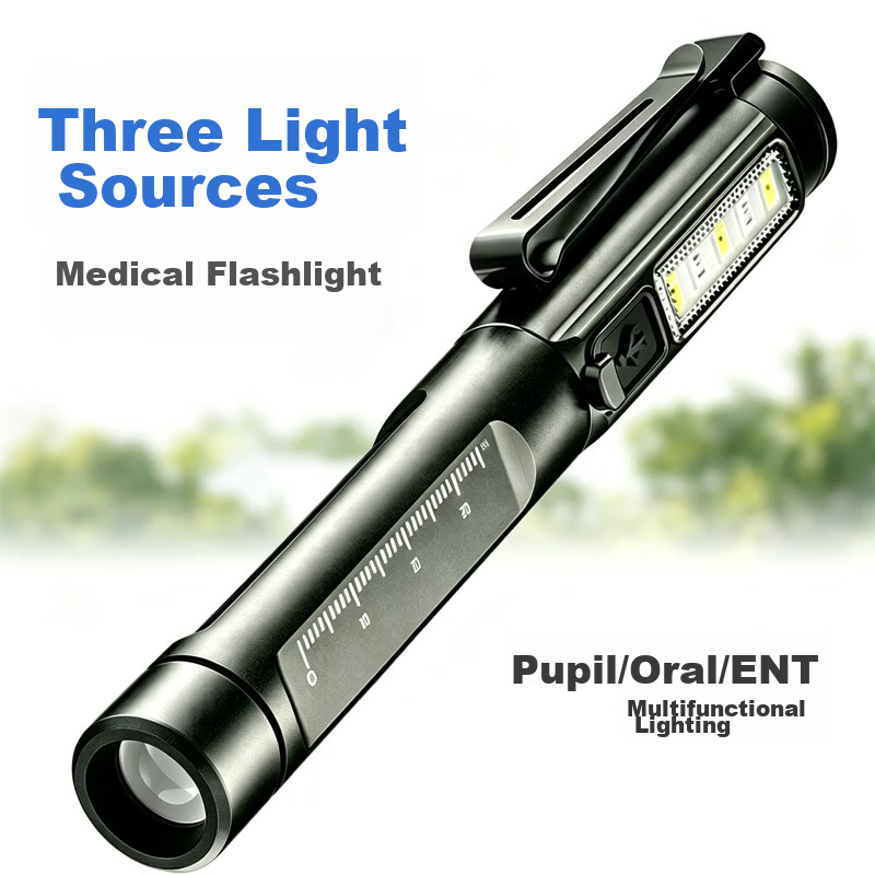 Cavalry005 Dual-Light Source Rechargeable Penlight Medical Mini Oral Ophthalmic Pupil Light Nurse Rounds Torch