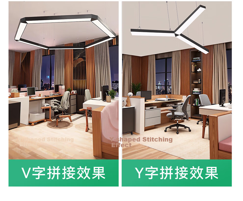 NVC LED Linear Pendant Light Office Rectangular Commercial Lighting LED Strip Light Modern Minimalist High CRI Linear Light 50W White Light White Body 9