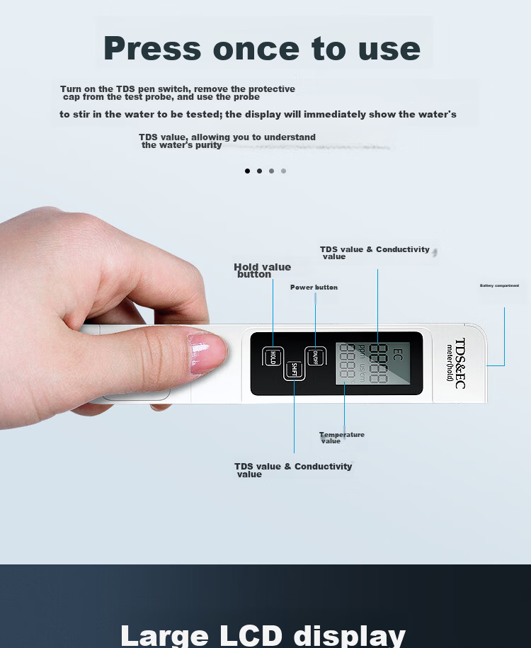 Biaokang TDS Water Quality Testing Pen, Water Test Pen, Water Testing Pen, Professional Water Quality Tester for Home And Commercial Use 7