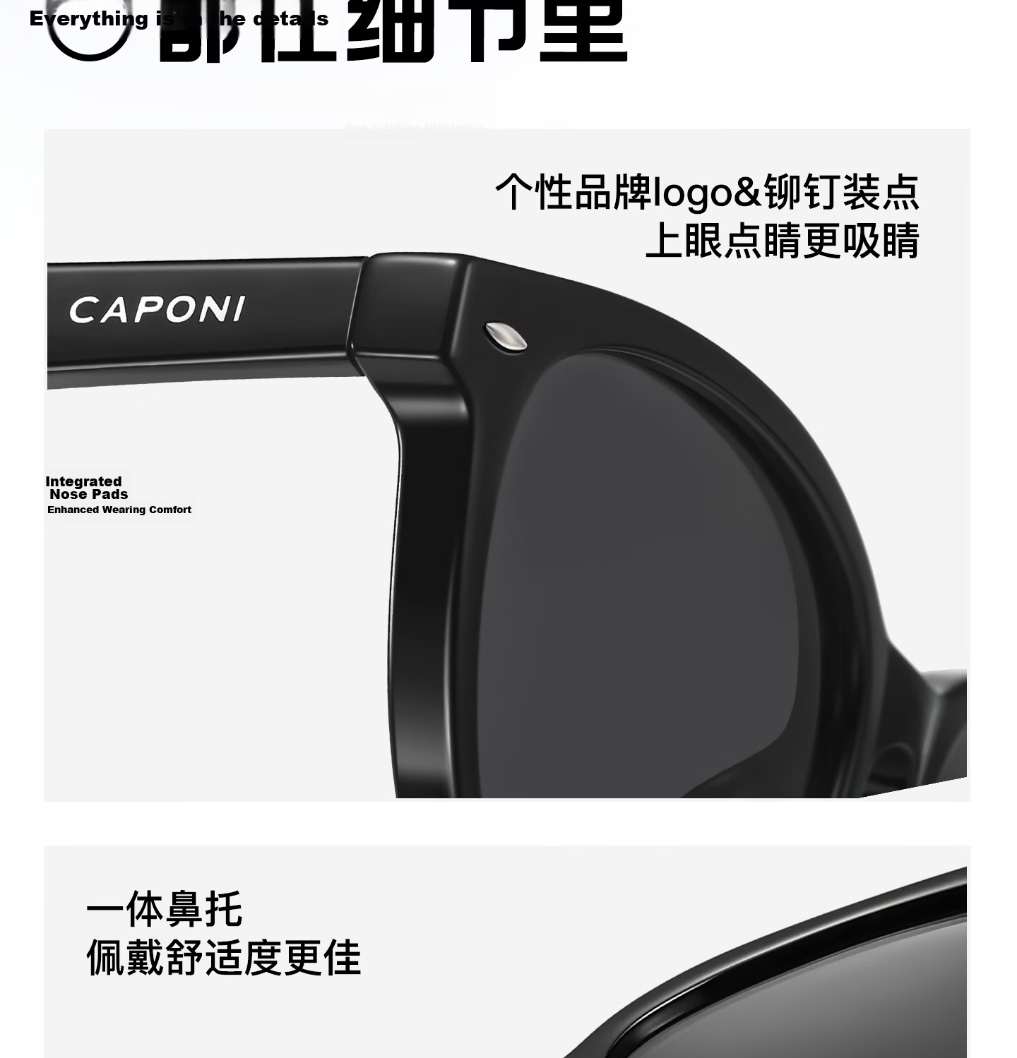 CAPONI Vintage Cat Eye Polarized Sunglasses for Women UV Protection Driving Glasses Fashion 18