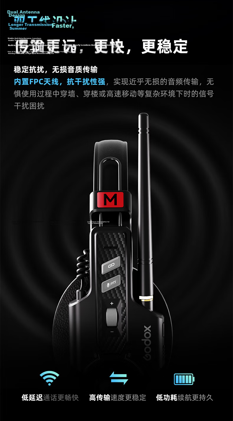 Godox SkyTalk Air Wireless Communication System Master-Slave Mode ENC Noise Reduction Built-in FPC Stable Audio 500m Connection Distance STA-CHO8 Charging Case 8