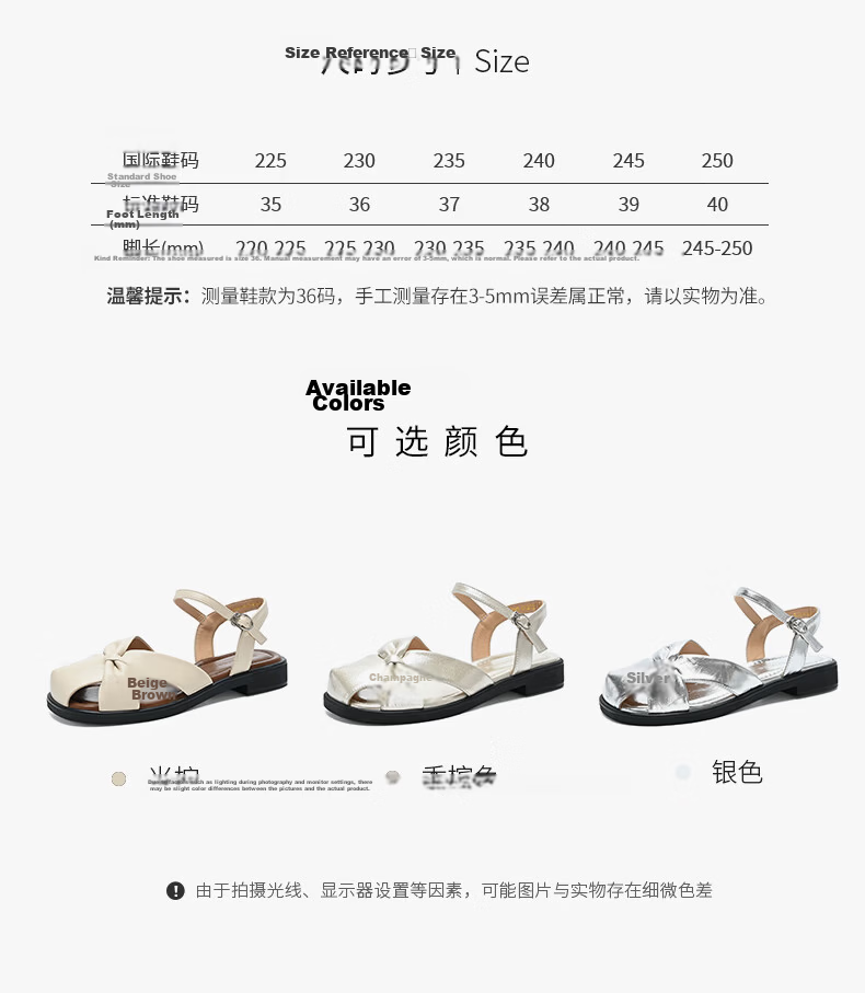 ZHR Women's Soft Flat Open-Toe Retro Hollow-Out Roman Sandals Single Strap Beach Slippers KN272 Champagne Size 39 8