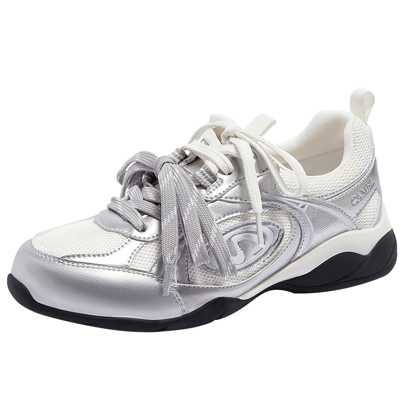 CAMEL Crescent Sweet Cool Double Strap German Training Shoes Women Casual Sports Shoes L26A255050 Silver/White (Leather) Size 35