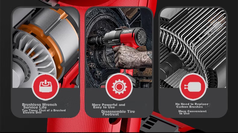 DELIXI Electric Brushless Impact Wrench High Torque Lithium Battery Electric Auto Repair Wrench Air Gun 17