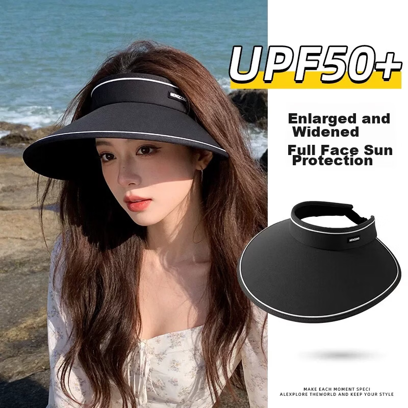 Miiow Women's Sun Protection Hat Open Top Hat with Face Mask UV Protection Black