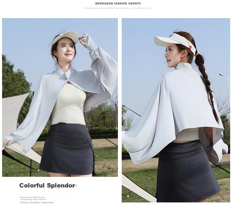 Combo Women's Ice Silk Cooling Sunscreen Jacket Short UV Protection Lightweight Skin Jacket for Summer Outdoor Fishing 14