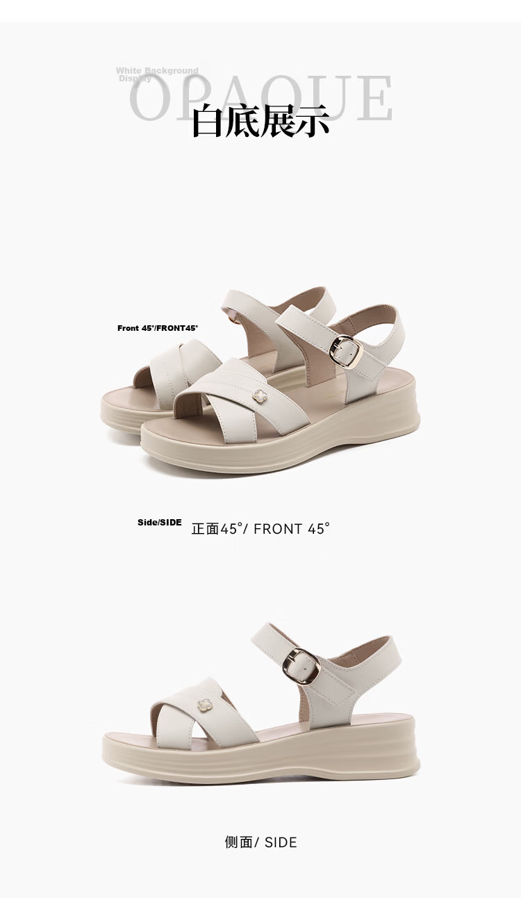 Red Dragonfly Women's Summer Sandals Thick Sole Cowhide Soft Sole Mom Shoes Middle-aged and Elderly Commuter Beach Shoes WTK265001 Black Size 37 10