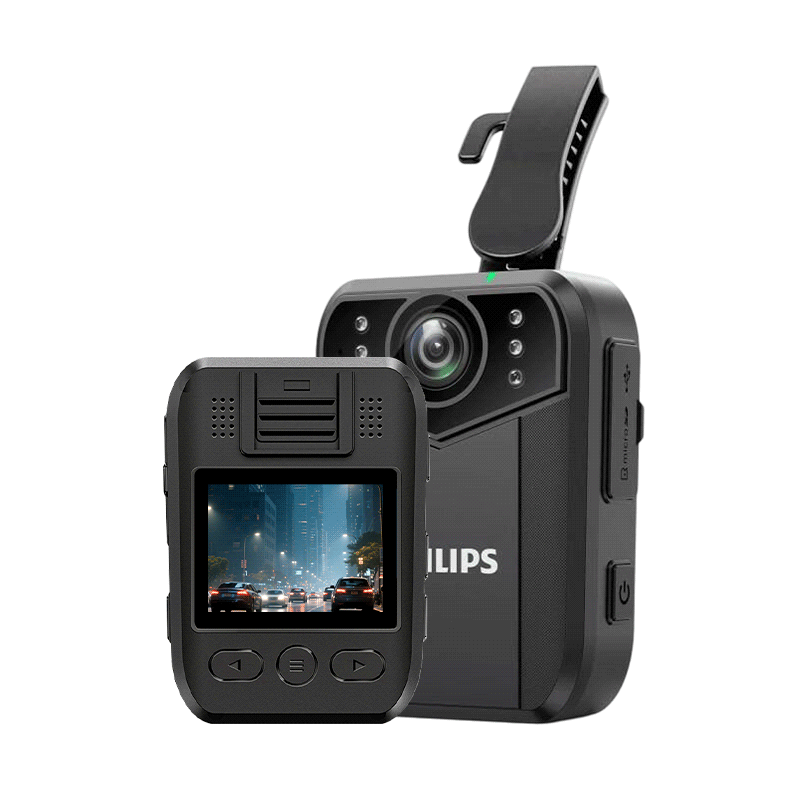 PHILIPS DSJ-9J Law Enforcement Body Camera, Explosion-Proof, 1800P High-Definition Video Recording, Wearable Chest-Mounted Anti-Shake Action Camera, 128GB