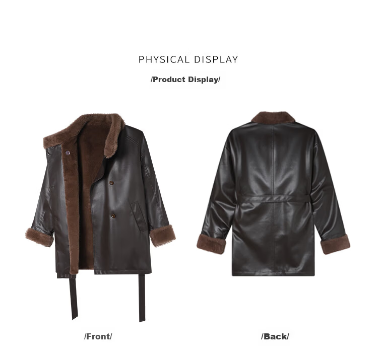 Bailuyu Faux Mink Fur Stand Collar Waist-Cinched Coat 25 Winter New Fashion High-End Mid-Length Women's Overcoat Coffee Color XL 16