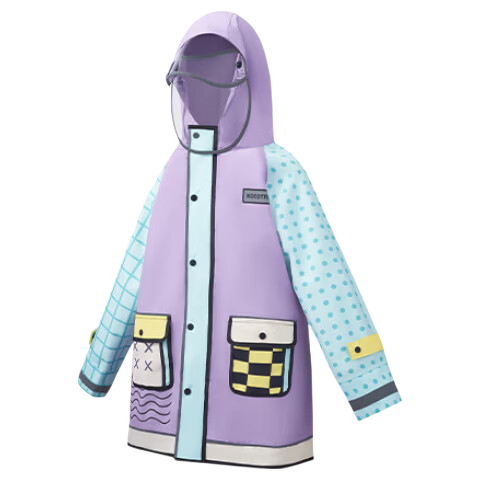 Kocotree Children's Raincoat with Backpack Space, Waterproof Thickened Rain Jacket, Full-Body Rain Poncho, Windproof Fashionable Raincoat for Boys And Girls