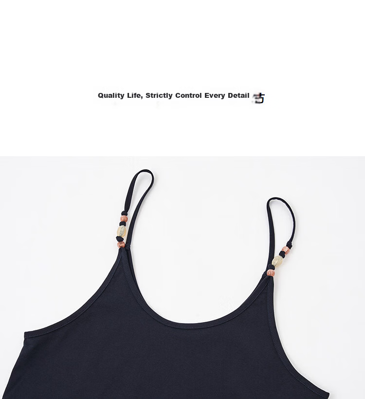 Demana [Cool Feeling Sorona] Summer Crew Neck Resin Bead Vest T-Shirt Slimming Concealing Two-Piece Set for Women High-End Style 12